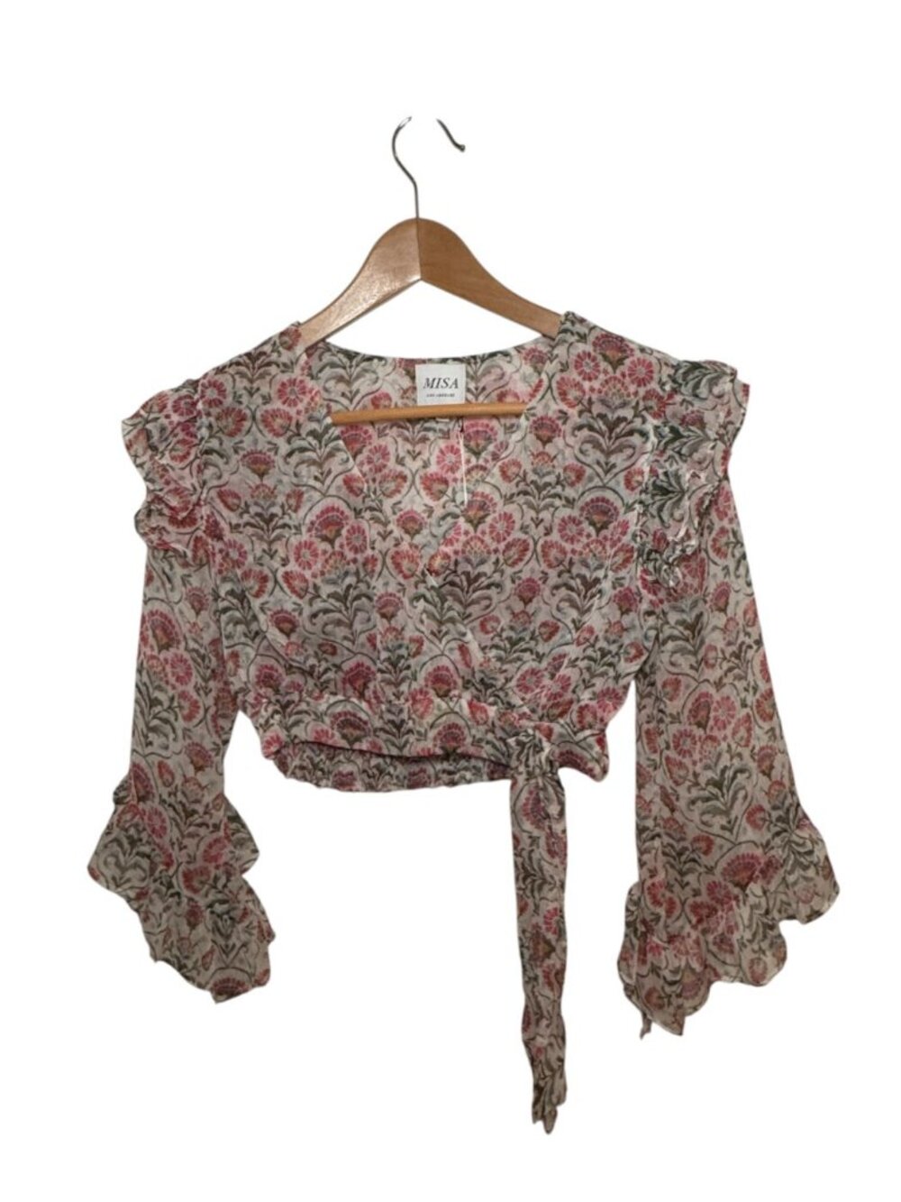 MISA Los Angeles floral cropped wrap top - XS